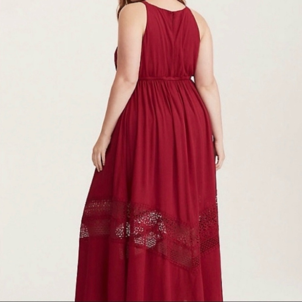 Torrid Burgundy Lace Maxi Dress Size 3 (3X) Wine Red Formal Evening Boho - Picture 2 of 15